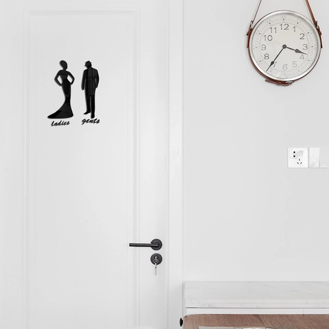 3D Spiegel Acryl Toiletbord Muurstickers Man Vrouw Dames Heren Badkamer Deurindicator DIY Huisdecoratie Plaquette
