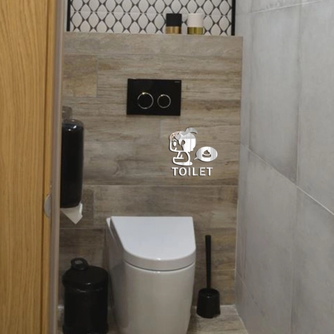 Adesivo da Parete per Toilette in Acrilico a Specchio 3D Insegna Creativa a Cartone Animato Superficie a Specchio Impermeabile