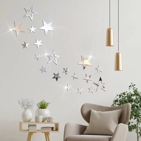 3D Acrilico Specchio Stella Cava Adesivi Murali Stella a Cinque Punte Rimovibile DIY Parete Arte Decalcomanie Per Casa Camera Soggiorno