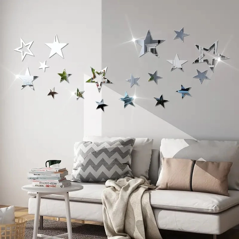 3D Acrilico Specchio Stella Cava Adesivi Murali Stella a Cinque Punte Rimovibile DIY Parete Arte Decalcomanie Per Casa Camera Soggiorno