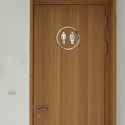 Targa Rotonda per Toilette Specchio Acrilico Maschio e Femmina Bagno Restroom Piastra per Porta Adesivo da Parete Per Hotel Ufficio Decorazioni Casa