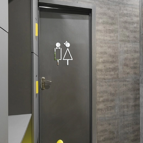 Adesivo da Parete 3D Specchio Acrilico Bagno Toilette Segnale Moderno Semplice Figura Maschio Femmina per Porta Bagno