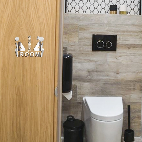 Kreative Thinking Room Acryl Spiegel Wandaufkleber Für Badezimmer Toilette Türschild DIY Modern 3D Kunst Spiegel Dekor