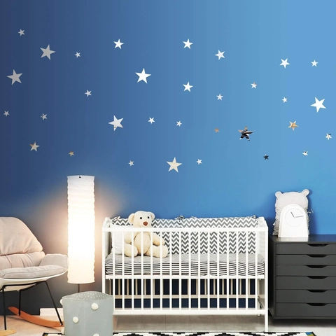 32 Pezzi Adesivi Murali a Specchio 3D a Forma di Stella in Acrilico per Camera da Letto Soggiorno Cameretta Bambini Decorazione Parete Fai da Te