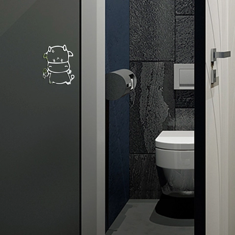 Adesivo da Parete Specchio Acrilico 3D Mucca Cartone Animato Impermeabile Autoadesivo Decorazione Porta Bagno Moderna Minimalista Casa Parete