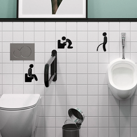 Kreative Acryl Spiegel Wandaufkleber Badezimmer Humorvolle Toilettenschilder Wasserdichte DIY Wandbild Für Home Decor