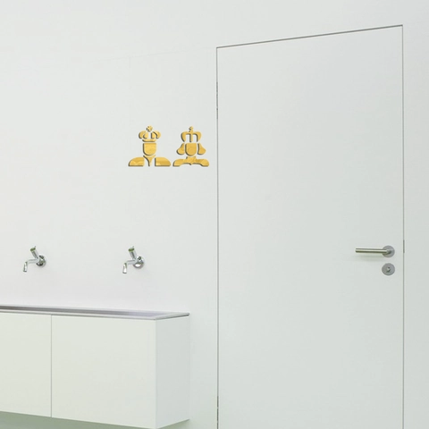 Adesivo da Parete Specchio Acrilico 3D Creativo Re Regina Corona Segnale Identificazione Porta Bagno Toilette Decorazione