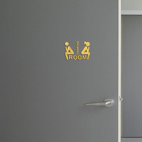 Kreative Thinking Room Acryl Spiegel Wandaufkleber Für Badezimmer Toilette Türschild DIY Modern 3D Kunst Spiegel Dekor