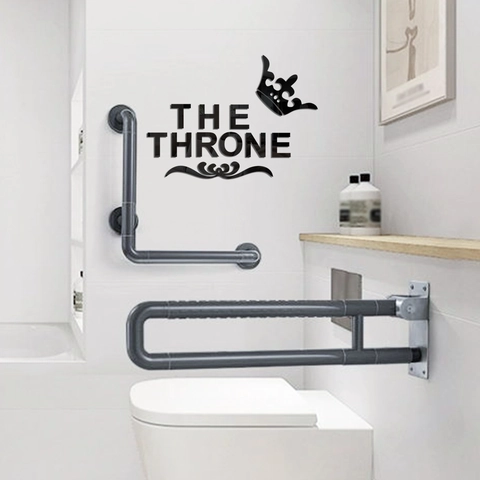 Adesivo da Parete Specchio in Acrilico Design Corona Lettera The Throne Impermeabile 3D Specchio Decorativo per Bagno