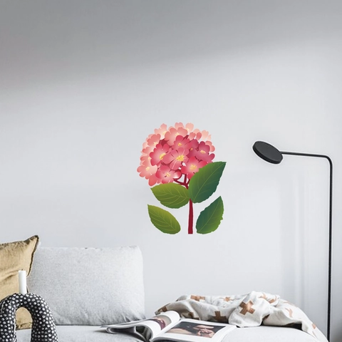 Blumen Wandtattoo Rosa Hortensie PVC Selbstklebend Wandaufkleber Für Wohnzimmer Schlafzimmer Modern Simple Dekoration