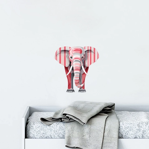 Pegatinas de Pared de Elefante Creativas de Estilo Nórdico para Habitación Infantil Calcomanía de PVC Animales Rayados Decoración