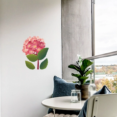 Blumen Wandtattoo Rosa Hortensie PVC Selbstklebend Wandaufkleber Für Wohnzimmer Schlafzimmer Modern Simple Dekoration