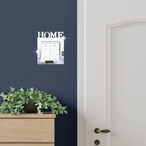 Adesivo per Interruttore Home Specchio in Acrilico Decorazione Parete Design Cavo Lettere Home per Pannello Doppio Casa