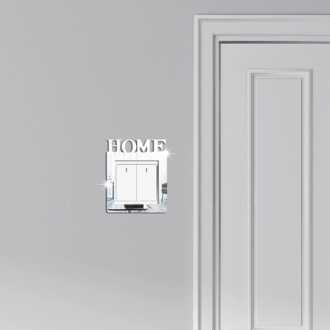Adesivo per Interruttore Home Specchio in Acrilico Decorazione Parete Design Cavo Lettere Home per Pannello Doppio Casa