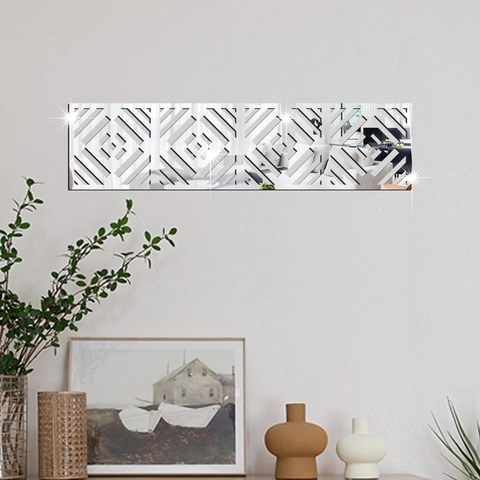Adesivi Murali Specchiati in Acrilico con Design Geometrico Traforato Decalcomanie Riflettenti Impermeabili per Arredo Casa