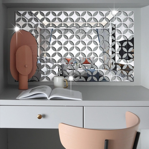 Adesivi Murali a Specchio Cavi Geometrici Moderni Decalcomanie a Specchio Autoadesive in Acrilico Per Camera Da Letto Soggiorno