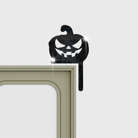 Adesivo da Parete a Specchio Testa di Zucca di Halloween 3D Acrilico Jack-O-Lantern Bordo Decorativo Interruttore Casa