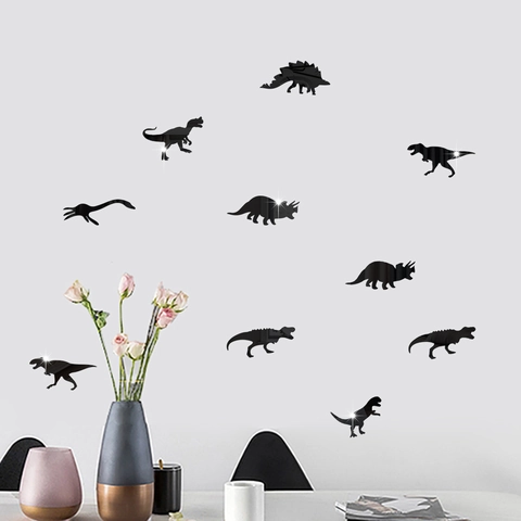 Set di Adesivi Murali Dinosauro in Acrilico a Specchio per Decorazione Camera Bambini Soggiorno 3D Animali Rimovibili