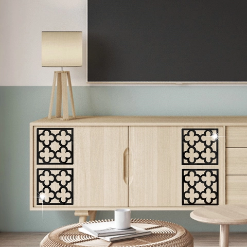 Moderni Adesivi Murali a Specchio in Acrilico Intagliati Quadrifoglio Decalcomanie Murali Geometriche Decorazione Mobili Casa