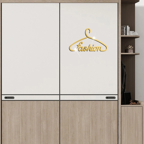 Adesivo da Parete a Specchio in Acrilico Forma di Appendiabiti Fashion 3D Stereoscopico per Decorazione Soggiorno Casa