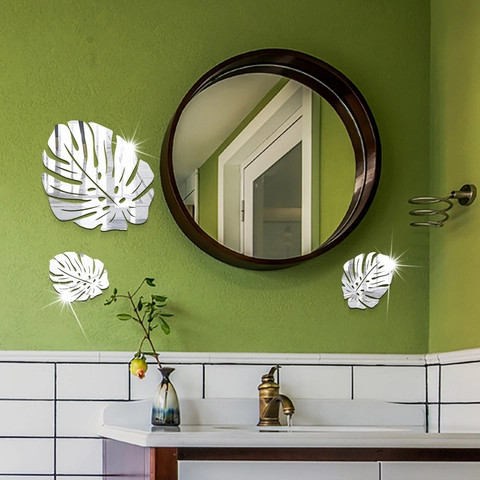 Adesivo Murale Specchio Foglia Monstera in Acrilico Impermeabile Autoadesivo Pianta Tropicale Decorazione Per Soggiorno Camera Ufficio