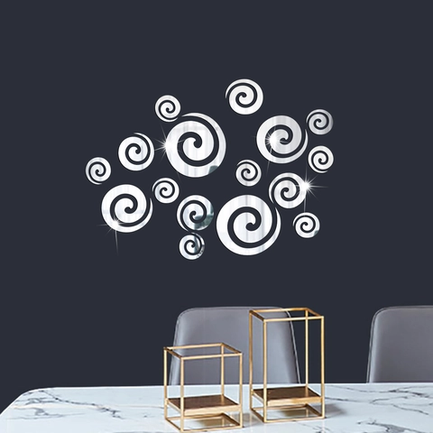Acryl Spirale Spiegel Wandaufkleber Kreative 3D Kreis Geometrische DIY Reflektierende Wandtattoos Für Wohnzimmer Schlafzimmer Dekor