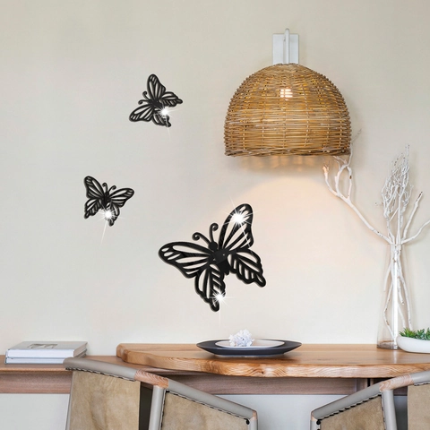 Adesivi Murali a Specchio a Farfalla in Acrilico Design Traforato Decalcomanie Riflettenti DIY Per Soggiorno Camera da Letto