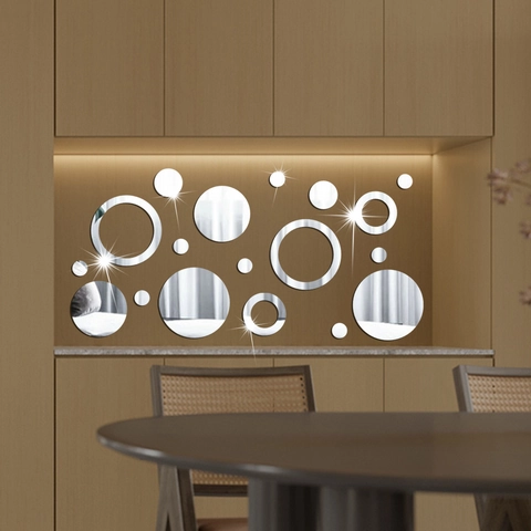 3D Acrilico Specchio Adesivi da Parete Cerchio Geometrico Specchio Decalcomanie Moderno DIY Decorazione Parete per Soggiorno Camera da Letto Ufficio Casa Decor