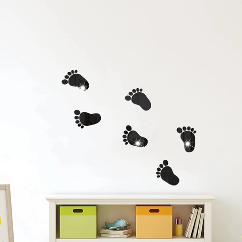 Fußabdruck 3D Acryl Spiegel Wandaufkleber Selbstklebend DIY Spiegelaufkleber Für Kinderzimmer Kindergarten Schlafzimmer Heimdekoration