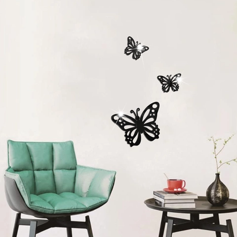 3D Hohl Schmetterling Spiegel Wandtattoo Acryl DIY Dekorative Kunst Wandbild Für Wohnzimmer Schlafzimmer Home Deko Abnehmbar