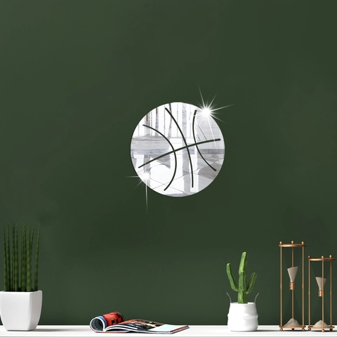 Acrylic Basketball Mirror Wall Sticker 3D Mirror Surface Decal Sports Theme Wall Art For Boys Room Living Room Home Decor