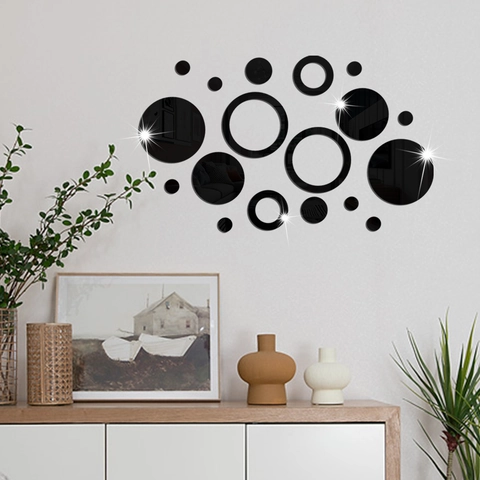 3D Acrilico Specchio Adesivi da Parete Cerchio Geometrico Specchio Decalcomanie Moderno DIY Decorazione Parete per Soggiorno Camera da Letto Ufficio Casa Decor