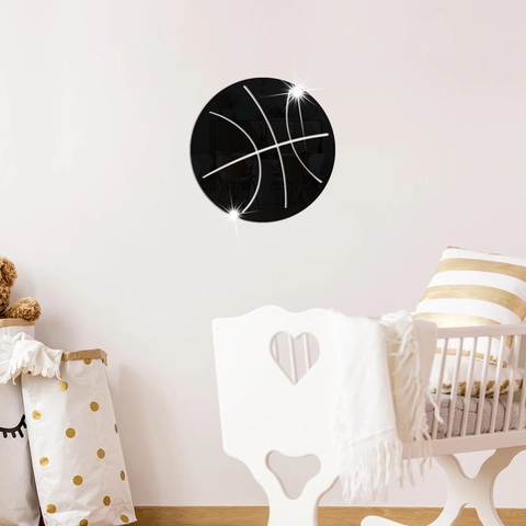 Acrylic Basketball Mirror Wall Sticker 3D Mirror Surface Decal Sports Theme Wall Art For Boys Room Living Room Home Decor