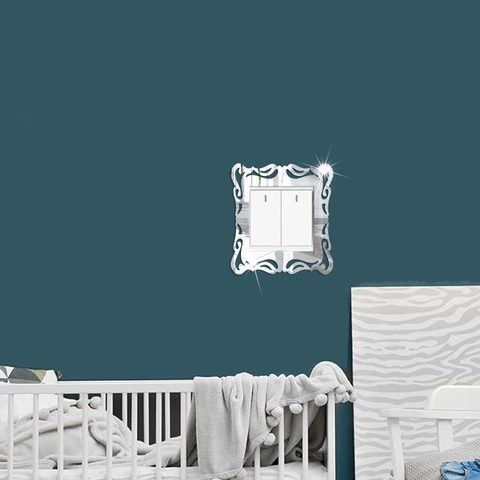 Adhesivo de Interruptor de Espejo de Acrílico Estilo Barroco Europeo Marco Decorativo de Enchufe de Pared Para Sala de Estar