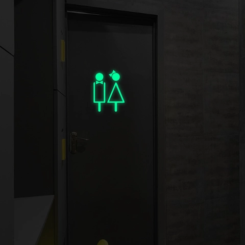 Lichtgevende Toilet Bord Muurstickers Fluorescerende Man Vrouw Badkamer Deur Decals Waterdicht Creatieve Woondecoratie