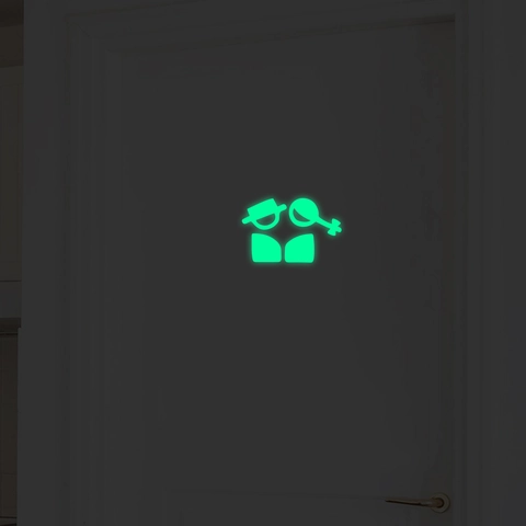 Luminous PET Bathroom Wall Stickers Glow In The Dark Toilet Sign Removable Waterproof Restroom Door Decor For Home Office