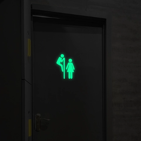 Humorvolles Leuchtendes Badezimmerschild Wandtattoo Fluoreszierendes PET Kreatives Toilettentür Peeping Man Dekor