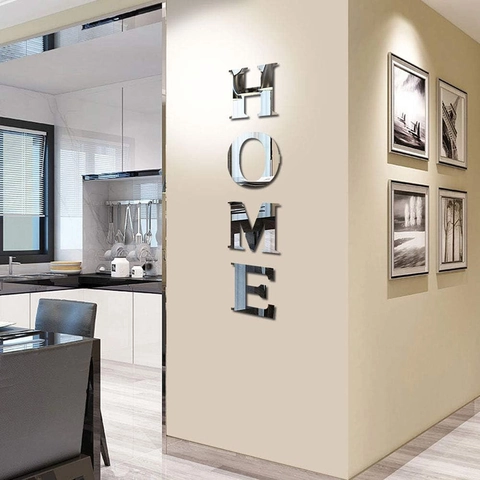 Moderne 3D Spiegel Acryl Wandaufkleber HOME Buchstaben DIY Selbstklebend Aufkleber Für Wohnzimmer Haus Dekoration Wandbild
