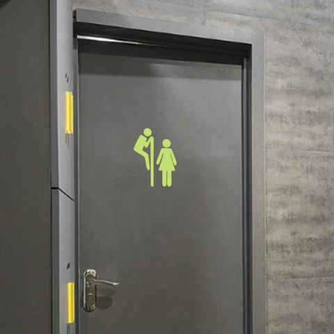 Humorvolles Leuchtendes Badezimmerschild Wandtattoo Fluoreszierendes PET Kreatives Toilettentür Peeping Man Dekor