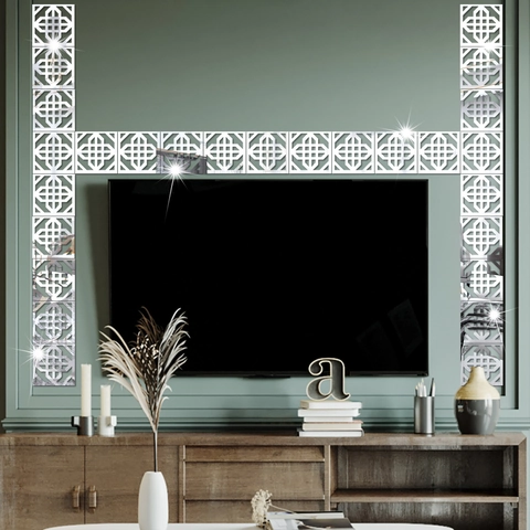 Adesivi Murali a Specchio Geometrici Moderni Decalcomania Linea Vita in Acrilico per Soggiorno Camera da Letto Decorazioni Casa