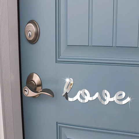 Adesivo da Parete Love in Acrilico Specchiato 3D Autoadesivo Decalcomania Artistica per Casa Camera da Letto Soggiorno Moderno