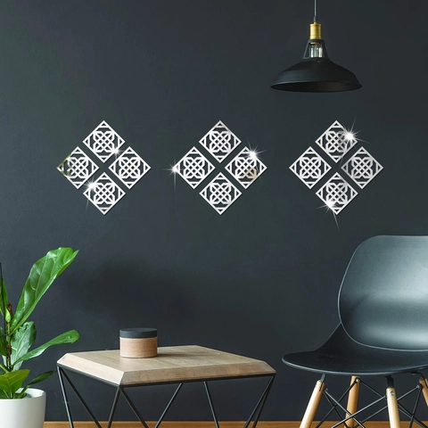 Adesivi Murali a Specchio Geometrici Moderni Decalcomania Linea Vita in Acrilico per Soggiorno Camera da Letto Decorazioni Casa
