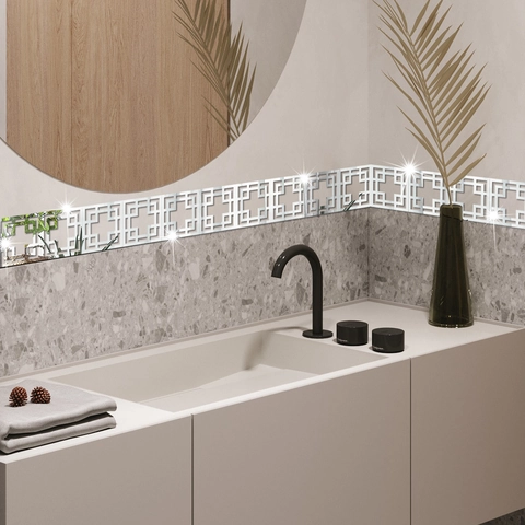 Adesivi Murali Specchio in Acrilico 3D Geometrici Intagliati Adesivi Decorativi Impermeabili per Soggiorno Bagno Camera da Letto