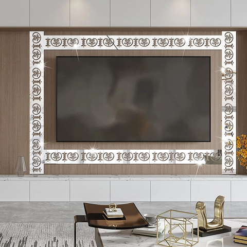 Adesivo da Parete a Specchio in Acrilico Bordo Decorativo Battiscopa per Soggiorno Bagno Camera da Letto Decorazione Casa