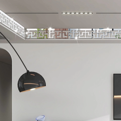 Moderno Adesivo da Parete in Acrilico a Specchio Con Motivo a Greca Decalcomanie Geometriche per Soggiorno Bagno Decorazione