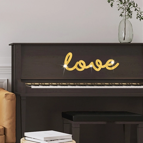 Adesivo da Parete Love in Acrilico Specchiato 3D Autoadesivo Decalcomania Artistica per Casa Camera da Letto Soggiorno Moderno