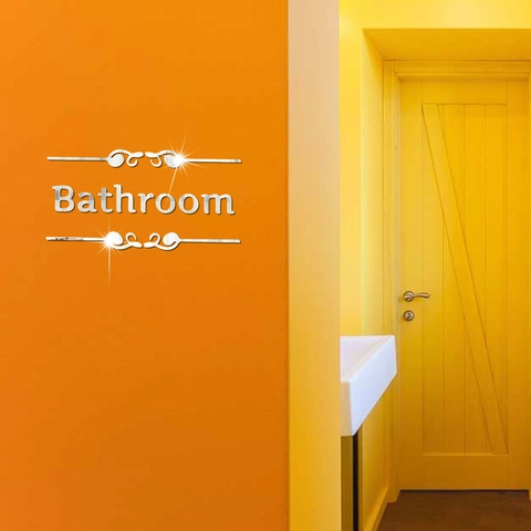 Adesivo Murale Bagno in Acrilico 3D Specchio Impermeabile Autoadesivo Effetto Specchio Segno Decalcomania Per Arredo Porta Casa