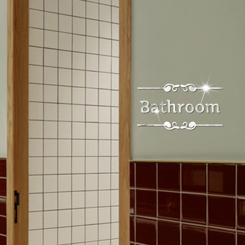 Adesivo Murale Bagno in Acrilico 3D Specchio Impermeabile Autoadesivo Effetto Specchio Segno Decalcomania Per Arredo Porta Casa