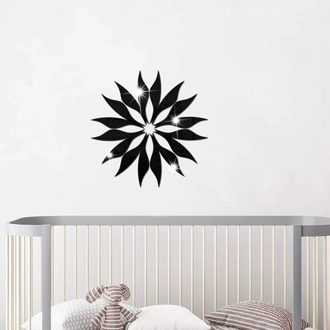 Adesivo da Parete a Specchio in Acrilico Girasole Fai da Te Moderno Minimalista Geometrico 3D Decorativo per Soggiorno Casa