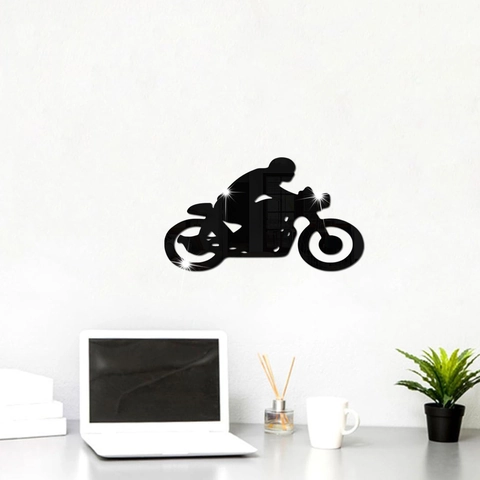 Motorradfahrer Acryl Spiegel Wandtattoo Abnehmbare DIY Reflektierende Aufkleber Wohnzimmer Schlafzimmer Kunst Dekoration